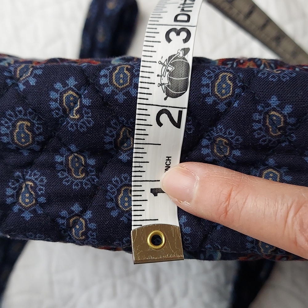 Vintage Vera Bradley Classic Navy Autumn Leaves and Paisley Quilted Shoulder Bag - Picture 10 of 10